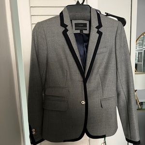 J Crew Dalton School Boy Blazer Gray with Navy Piping in 0